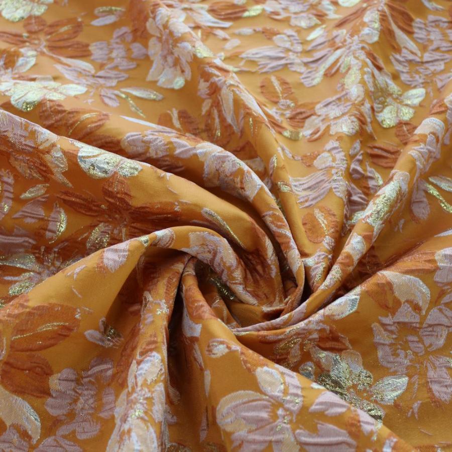 BROCADE Dress Fabrics Orange Brocade 150cm (7810337996889)