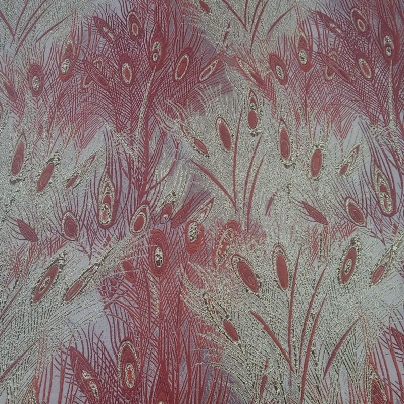 BROCADE Dress Fabrics Peacock Brocade Fabric Red 150cm (7471911534681)