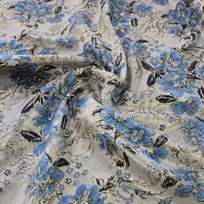 BROCADE Dress Fabrics Rosa Brocade Fabric Blue 150cm (7400712044633)