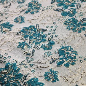 BROCADE Dress Fabrics Rosa Brocade Fabric Teal 150cm (7400712110169)