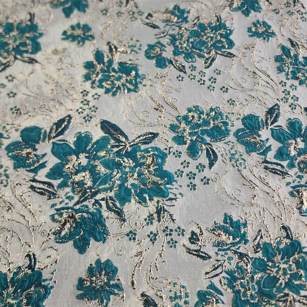 BROCADE Dress Fabrics Rosa Brocade Fabric Teal 150cm (7400712110169)