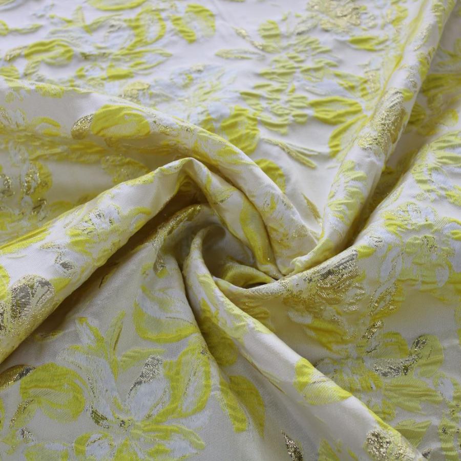 BROCADE Dress Fabrics Yellow Brocade 150cm (7810337996889)