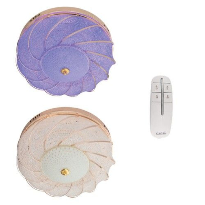 Brightstar CF163 RGB 18W LED Polished Gold Metal with Textured Glass and Plastic Ceiling Light Colour Changing - Red, Blue, Pink, Purple