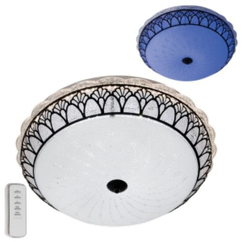 Brightstar CF166 RGB 36W LED RGB Colour Changing Ceiling Light CCT with Frosted Patterned Glass Acrylic and Remote Control Black.
