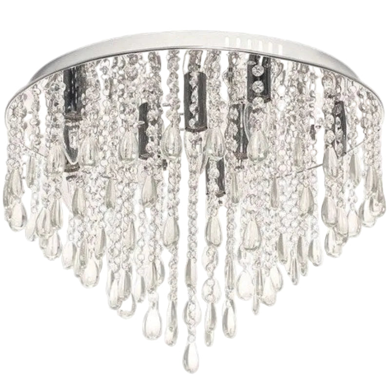 Brightstar CF315/8+LED Polished Chrome 4.9W LED Ceiling Fitting with Glass and Acrylic Crystals 8 x E14
