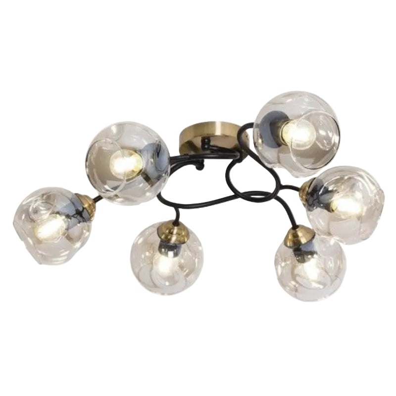 Brightstar CF435/6 BRASS Metal Ceiling Fitting with Cognac Colour Glass Antique Brass and Matt Black