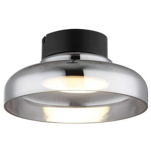 Brightstar CF617 COOL 6W LED Metal Ceiling Light with Smoke Colour Glass and PC Diffuser Black