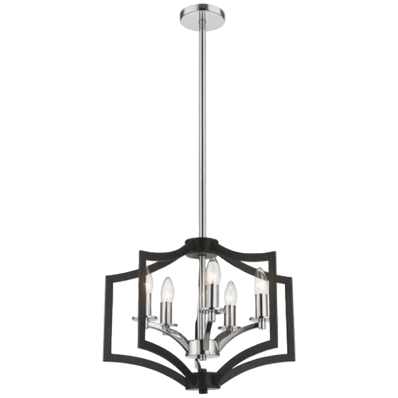 Brightstar CH087/5 BK/CHROME Metal and Polished Chrome Chandelier