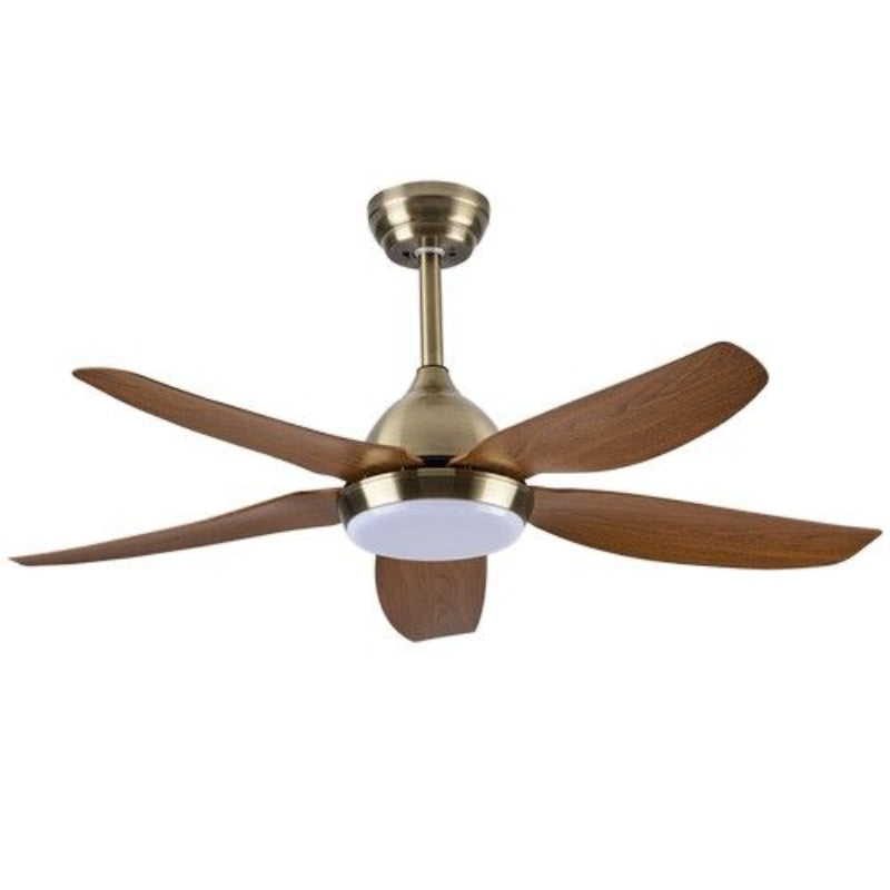 Brightstar FCF097 ANTIQUE 18W LED CCT Ceiling Fan Antique Brass with Wood Finish ABS Blades.