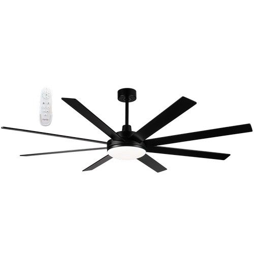 Brightstar FCF102 BLACK 24W LED CCT 55W Dc 8 Plywood Blades 72'' (183cm) Matt Black Ceiling Fan with Plywood Blades Dimmable