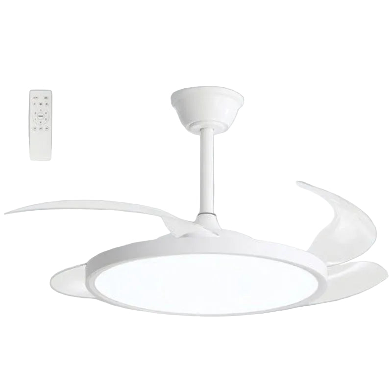 Brightstar FCF105 WHITE 36W LED CCT 30W DC Motor 4 Clear Transparent Retractable Blades Ceiling Fan with Remote Control White