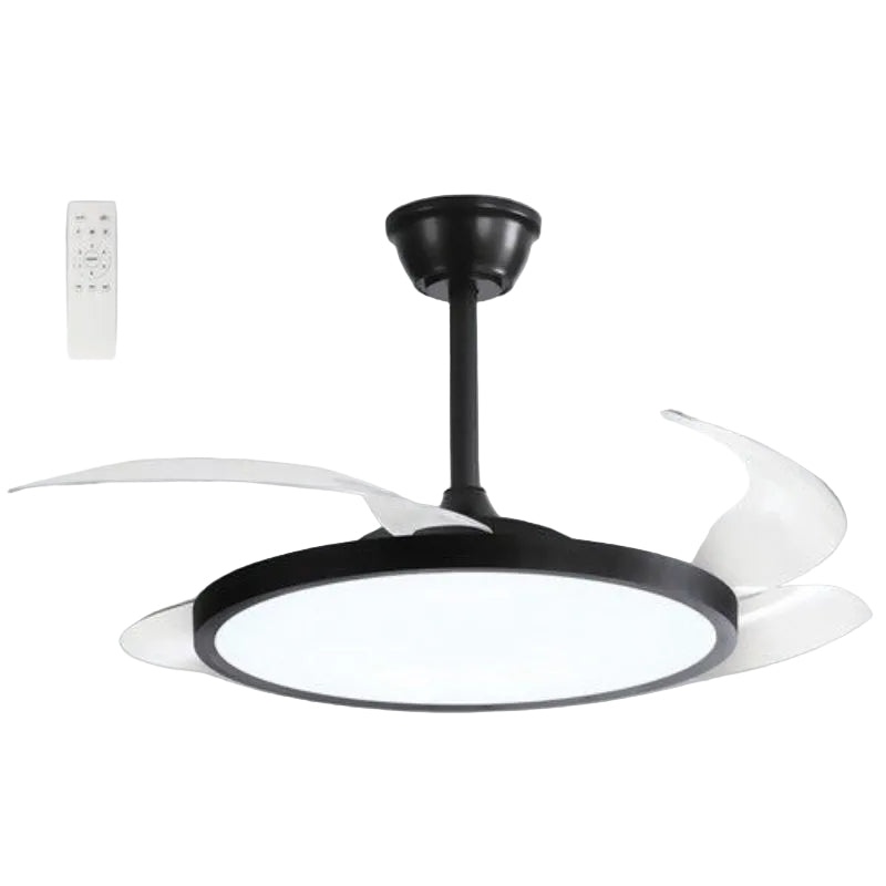Brightstar FCF106 BLACK 36W LED CCT 30W DC Motor 4 Clear Transparent Retractable Blades Ceiling Fan with Remote Control Black