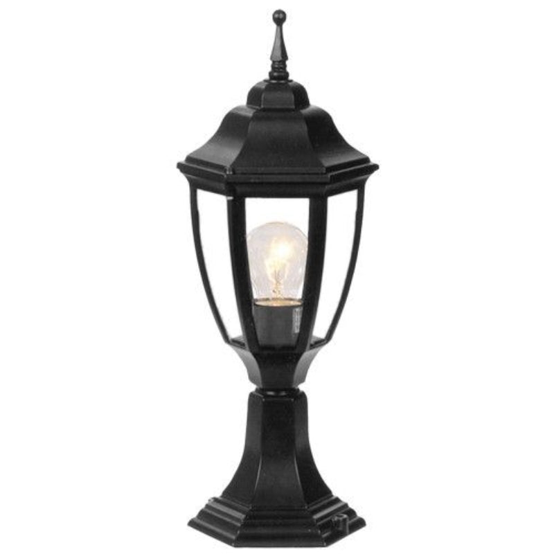 Brightstar L224 BLACK 6 Panel Pillar Die Cast Aluminium Lantern Light Black
