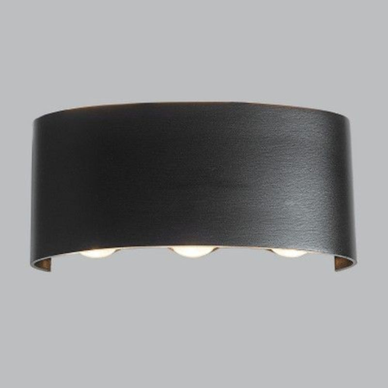 Brightstar L247 BLACK 6X1W LED Up and Down Aluminium LED Outdoor Wall Bracket with Glass 3000K Black
