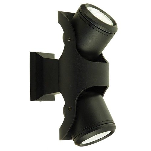Brightstar L272 BK Up and Down Facing Die Cast Aluminium with Clear Glass Cover Adjustable Heads IP54 2 x GU10 Outdoor Wall Light.