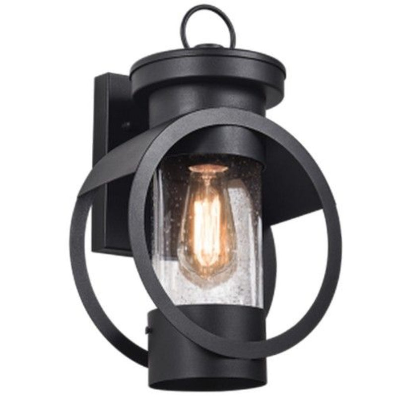 Brightstar L350 BLACK Iron and Clear Speckled Glass Black.