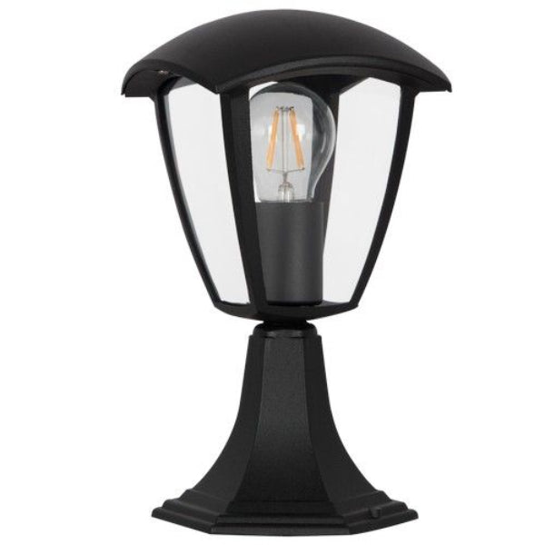 Brightstar L362 BLACK 4 Panel Pillar Die Cast Aluminium and Clear Polycarbonate Cover Post and Pier Black