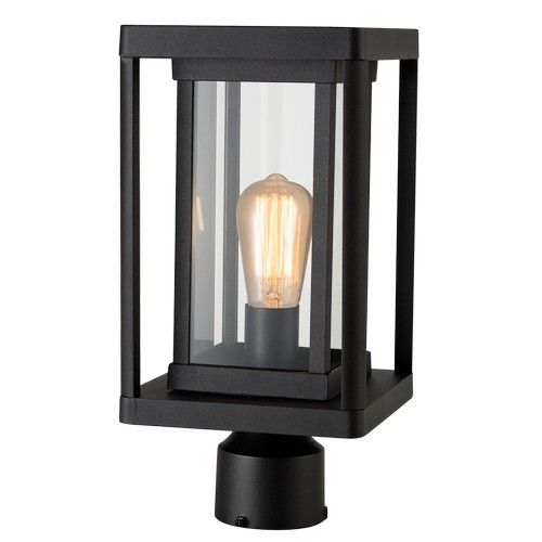 Brightstar L511 BLACK Aluminium Pillar with Clear Glass.