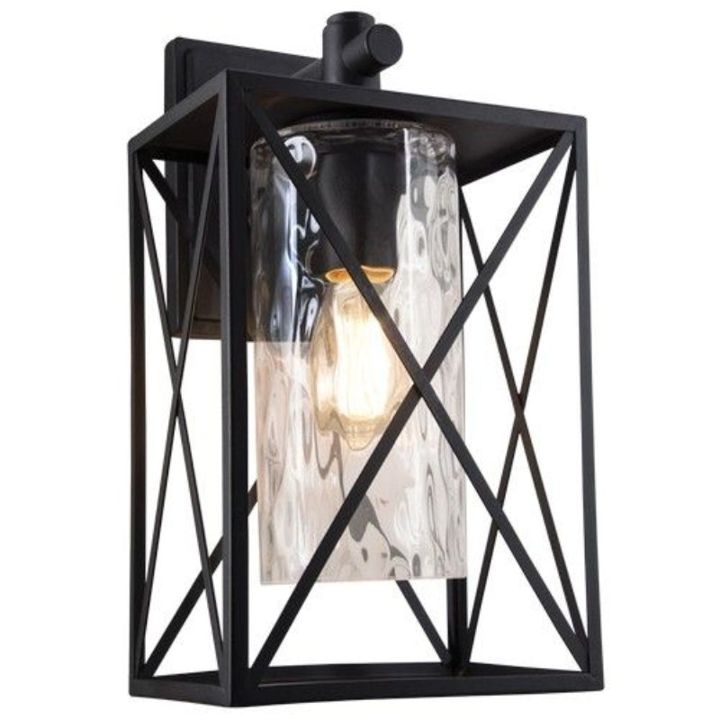 Brightstar L517 BLACK Down Facing Metal Lantern with Textured Clear Glass