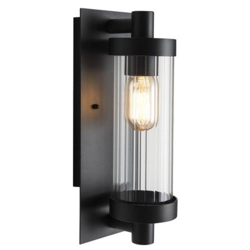 Brightstar L544 BLACK Aluminium Fitting with Fluted Clear Glass IP44