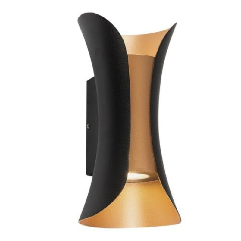 Brightstar L562 BLACK/GOLD 10W Die Cast Aluminium Up and Down Facing IP65 Outdoor Wall Light Black and Gold.