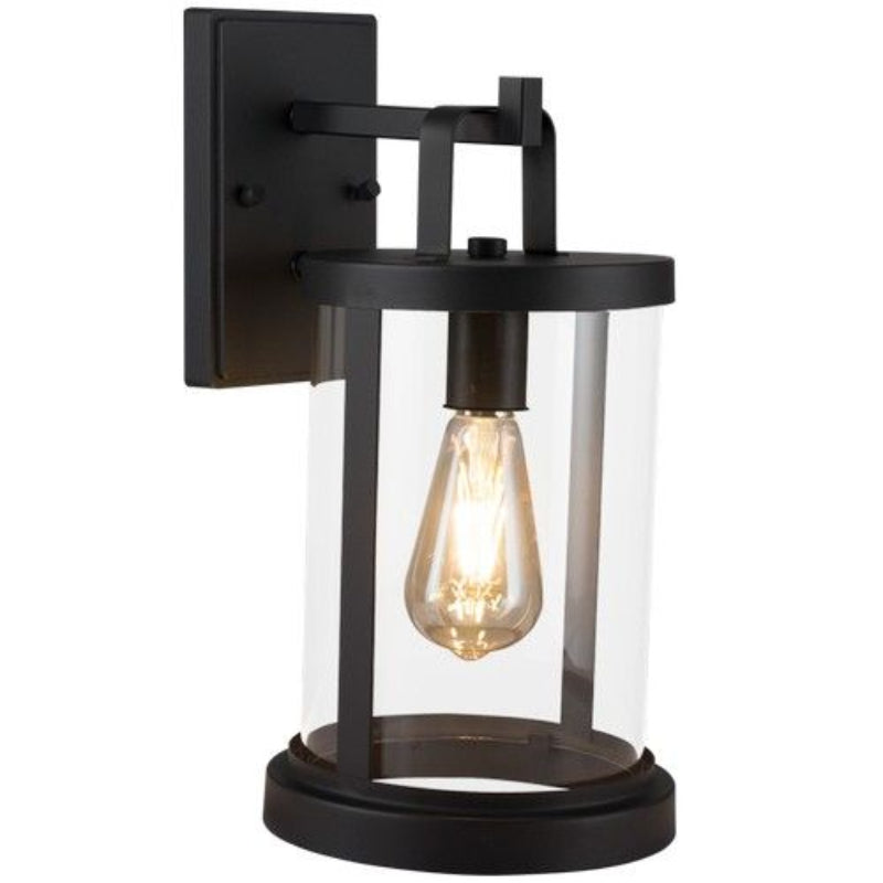 Brightstar L623 BLACK Metal with Clear Glass IP44 E27 Outdoor Wall Light Black.