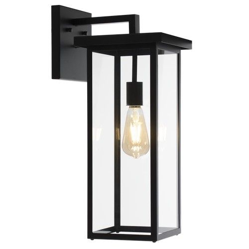 Brightstar L625 BLACK Metal with Clear Glass IP44 E27 Outdoor Wall Light Black