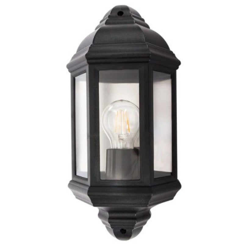 Brightstar L9007 BLACK Pvc Half Lantern 3 Clear Polycarbonate Panels