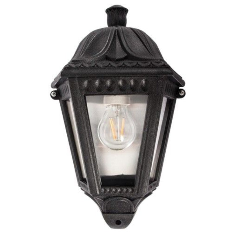 Brightstar L9008 BLACK Pvc Half Lantern 3 Clear Polycarbonate Panels.