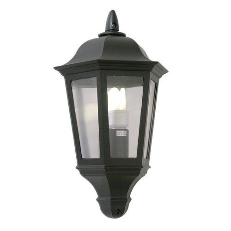 Brightstar L9009 BLACK Plastic Half Lantern 3 Clear Polycarbonate Panels.