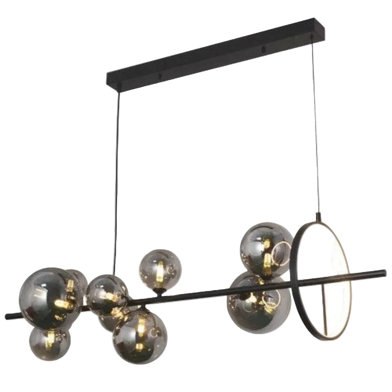 Brightstar PEN039/10 BK/SMOKE 10W LED and 10 x G9 Metal and Acrylic Pendant with Smoke Colour Glass