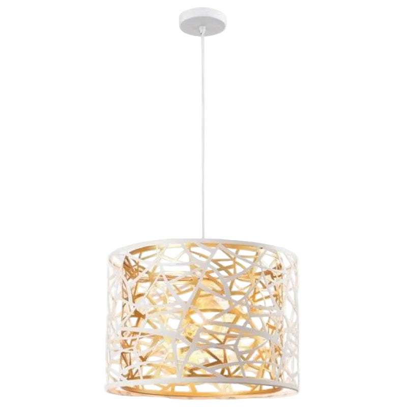 Brightstar PEN146 MATT WHITE Metal Pendant with Inner Gold Metal Frame E27 Matt White