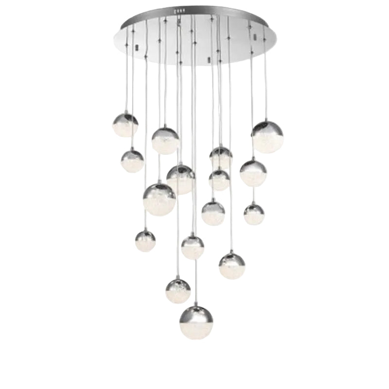 Brightstar PEN247/16 CHROME 16 Light Acrylic and Stainless Steel Pendant 92W LED CCT Remote Chrome