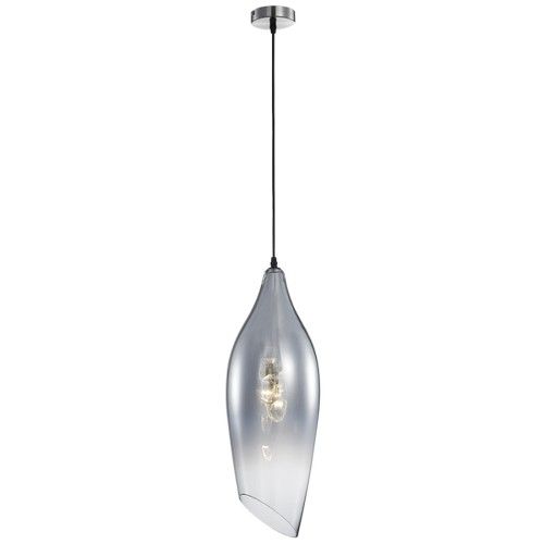 Brightstar WYN-PEN553/1 SMOKE Satin Nickel Pendant with Smoke Colour Glass Smoke