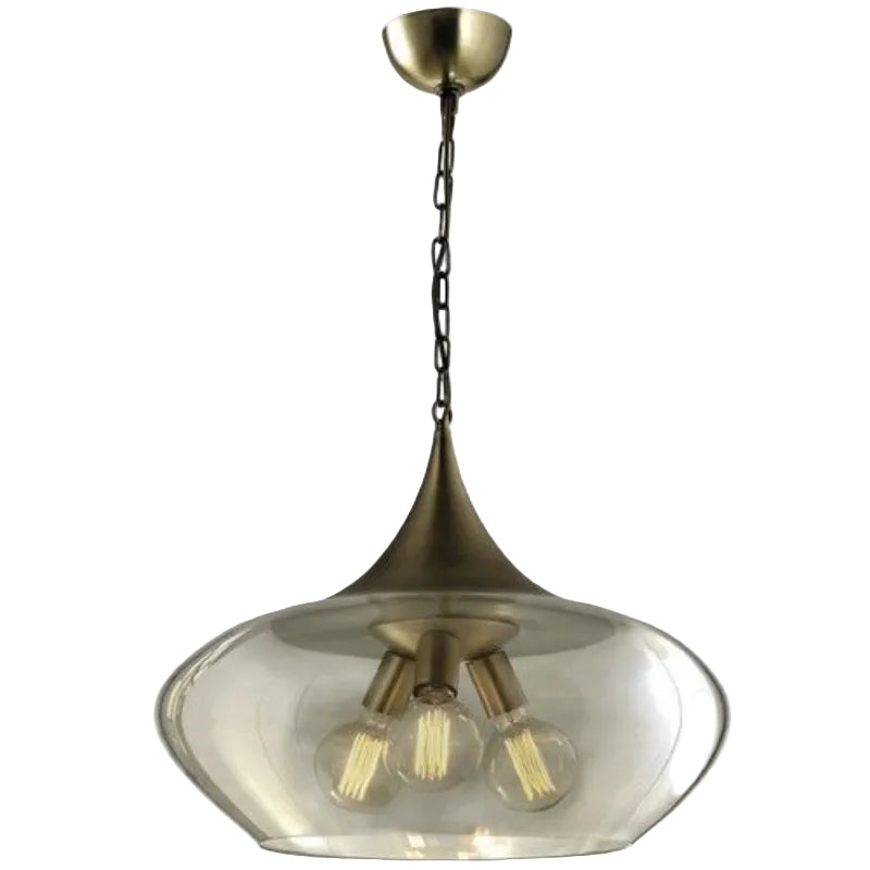 Brightstar PEN603 COGNAC Metal Pendant with Cognac Colour Glass