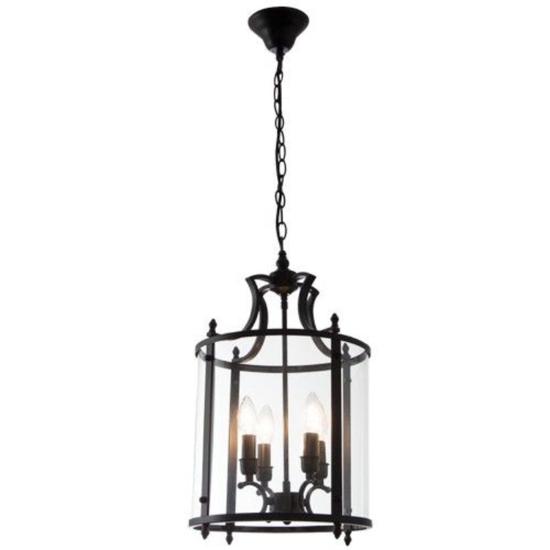 Brightstar PEN604 BLACK Matt Black Metal Pendant with Clear Glass.