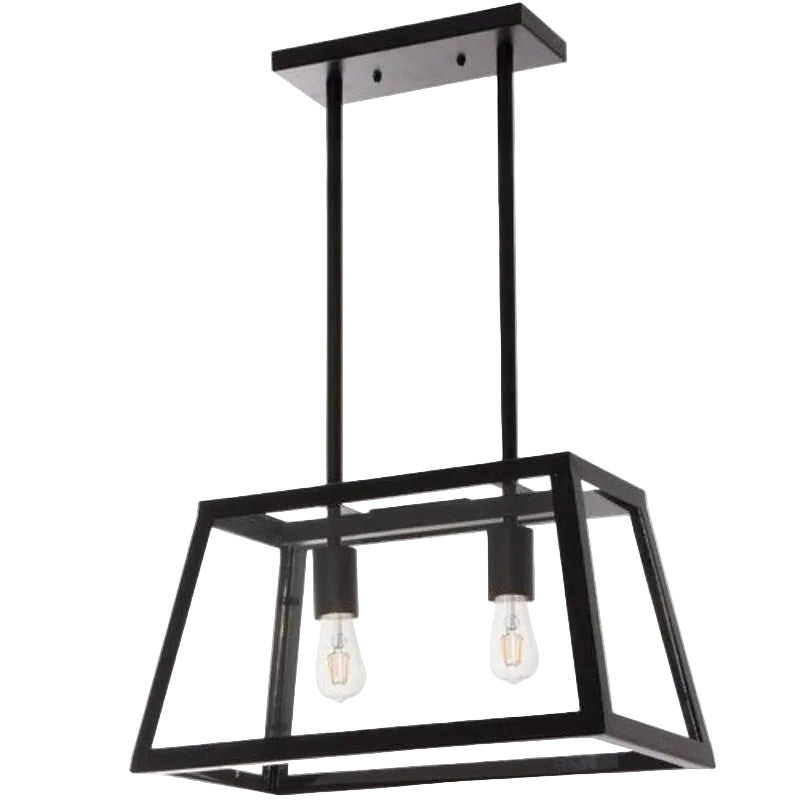 Brightstar PEN716 BLACK Metal Pendant with 4 Panels of Clear Glass