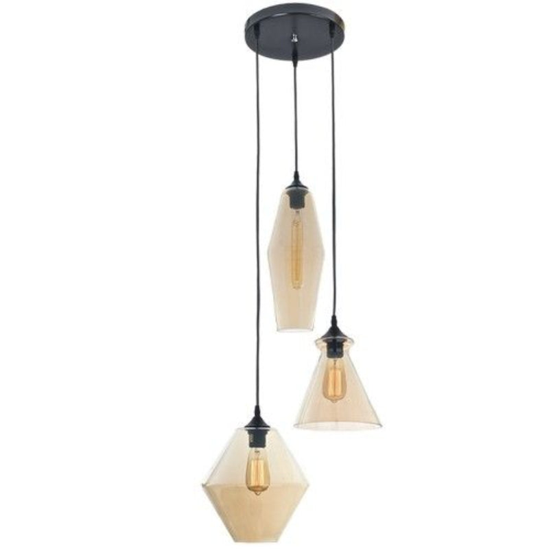Brightstar PEN757/3 AMBER Amber Glass Pendant.