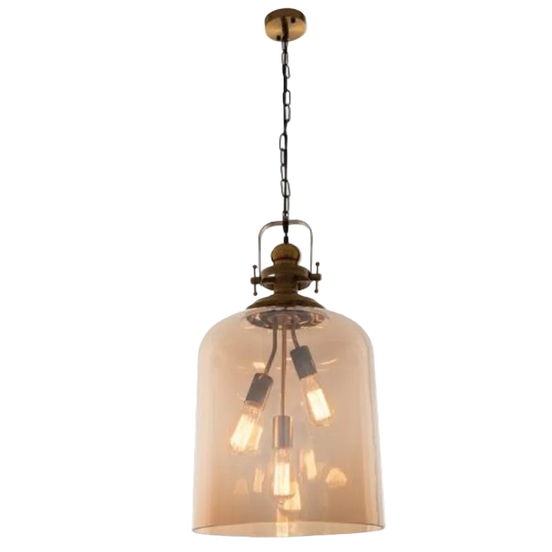 Brightstar PEN761 AMBER Satin Brass Pendant with Amber Glass