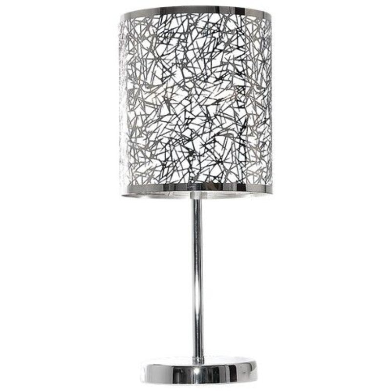 Brightstar TL400 CHROME Polished Chrome Table Lamp with Silver Patterned Shade.
