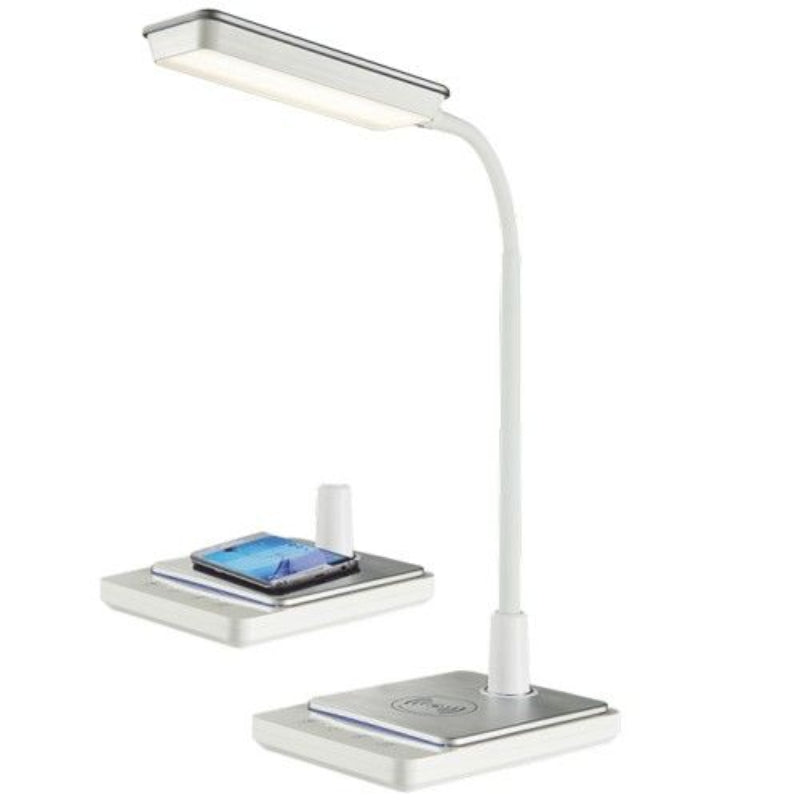 Brightstar TL627 WHITE 8W LED Qi Wireless Mobile Charger Desk Lamp CCT with Touch Sensor Switch and Dimmer Switch White.