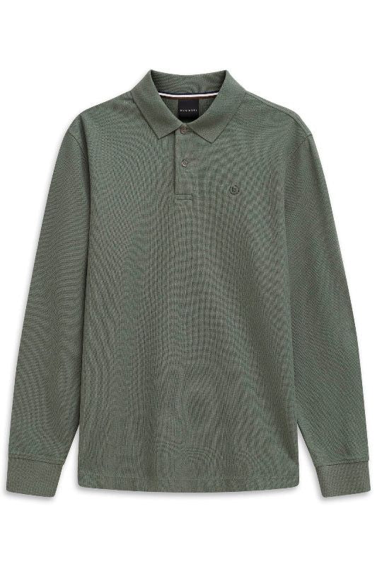 Bugatti Long Sleeve Polo Sweat Shirt Moss 8130/85030D.