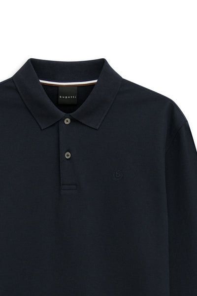 Bugatti Long Sleeve Polo Sweat Shirt Navy 8130/85030D.