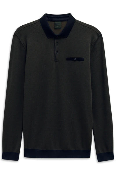 Bugatti Long Sleeve Polo Sweat Shirt Moss 8131/85081D 150.