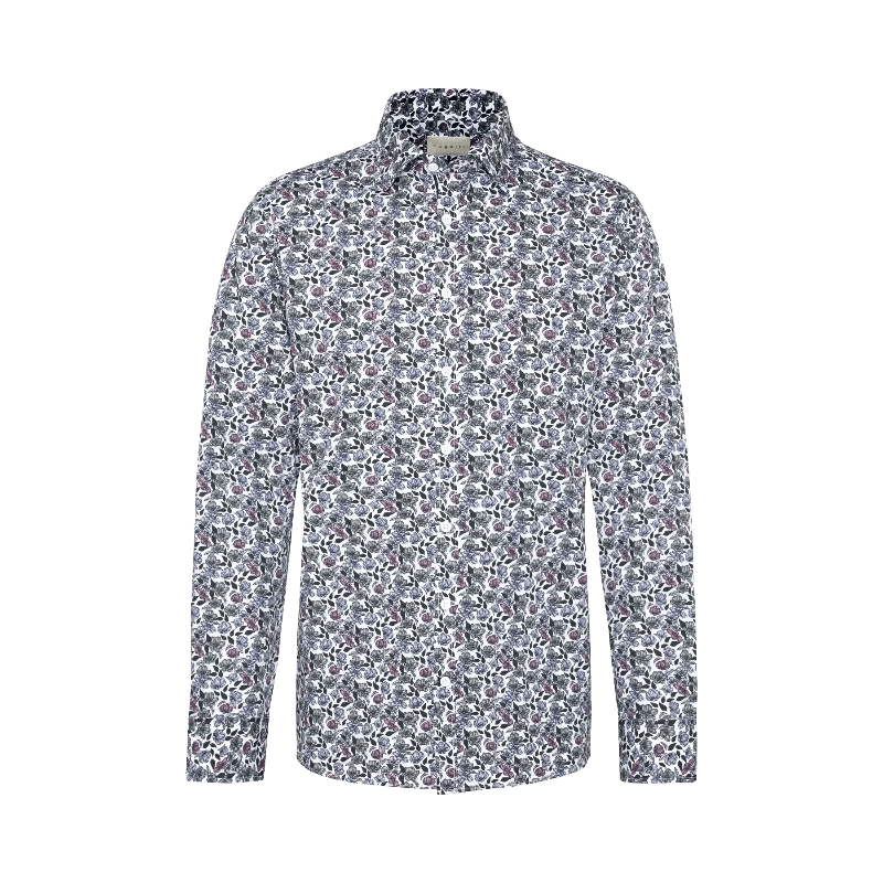 Bugatti Shirts Bugatti Long-sleeved shirt In a floral design in bottle green (7505319854169)