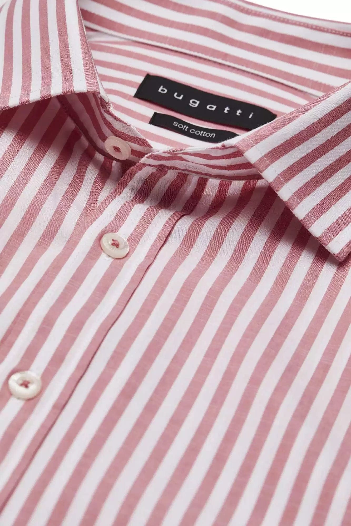 Bugatti Shirts Bugatti Men's Casual Shirt In A Striped Look In Apricot (7778048278617)