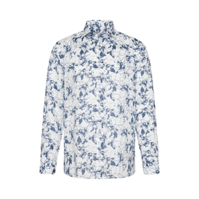 Bugatti Shirts Bugatti Patterned shirt made from 100% linen in blue grey (7505273749593)