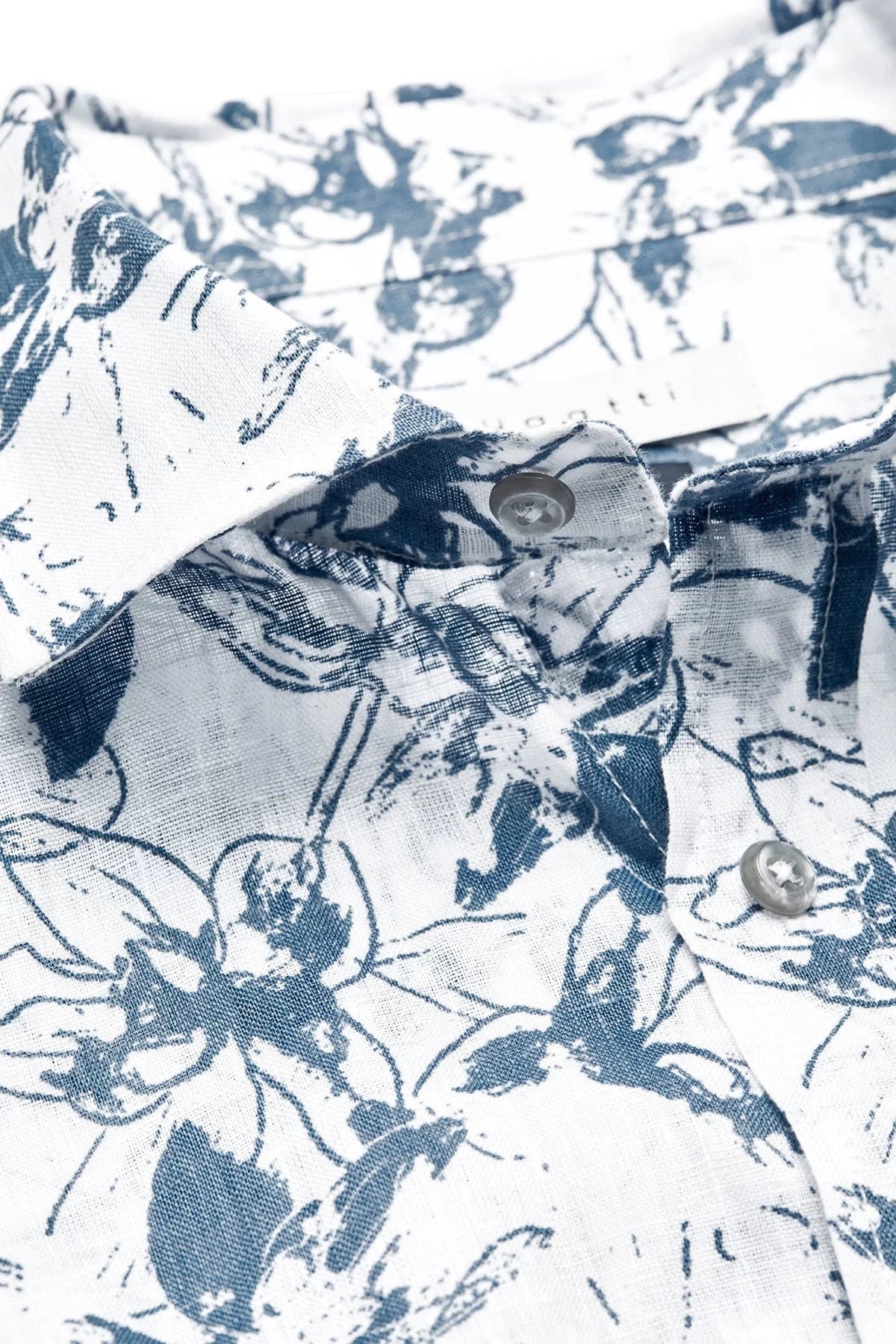 Bugatti Shirts Bugatti Patterned shirt made from 100% linen in blue grey (7505273749593)