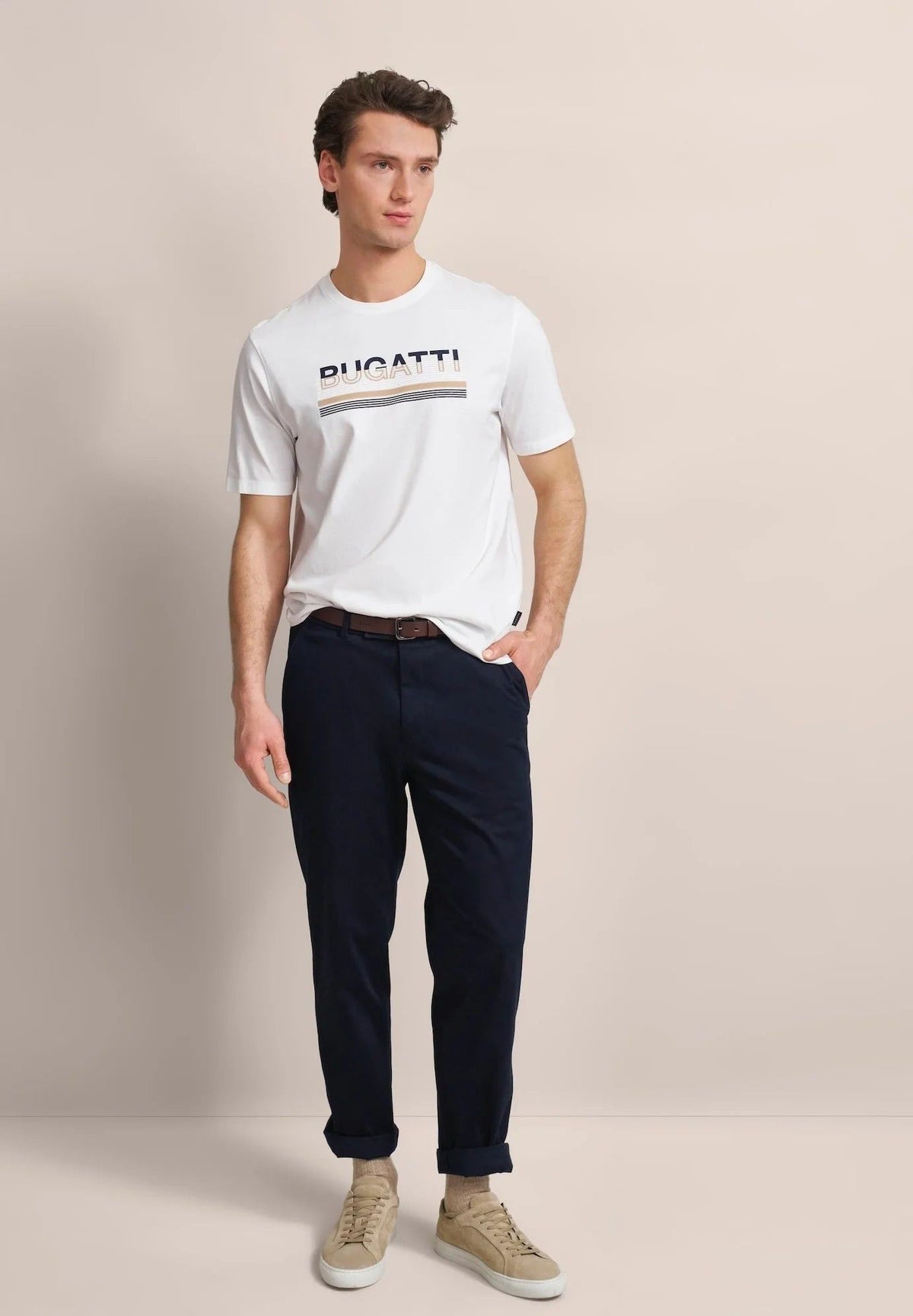 Bugatti T Shirt Bugatti Men's Logo Print T Shirt White
