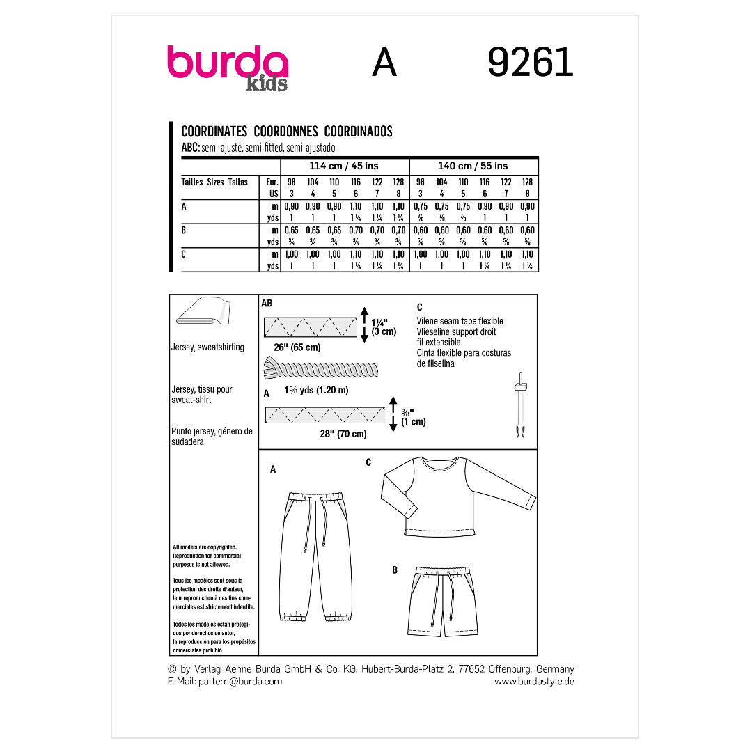 Burda Pattern Habby Burda Pattern 9261 (7507025231961)